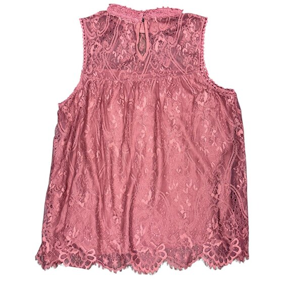 Women's TAYLOR & SAGE Pink Floral Lace Baby Doll Sleeveless Top - Size Large - Picture 2 of 8